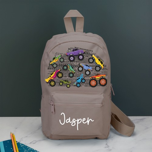 Personalisierter Monstertrucks Kinder Rucksack individuell mit Namen Farbwahl Tasche - Bild 14 von 25