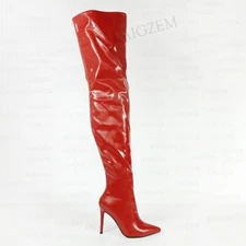 Women Thigh High High Boots Full Zipper Thin High Heels Boots Over Knee Shoes
