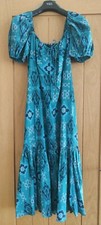 M&S Pure Cotton Printed Tiered Maxi Dress UK 10/12/16 Reg