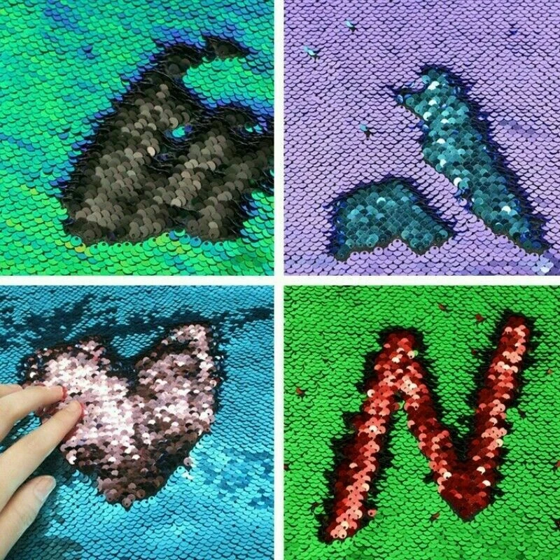 Wendbar Stoff Pailletten Flip Glänzend Zwei Ton Meerjungfrau DIY Material Tuch - Bild 2 von 4