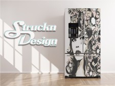 Floral Flower Woman Line Art Design Fridge Freezer Wrap Side Door Vinyl Decal