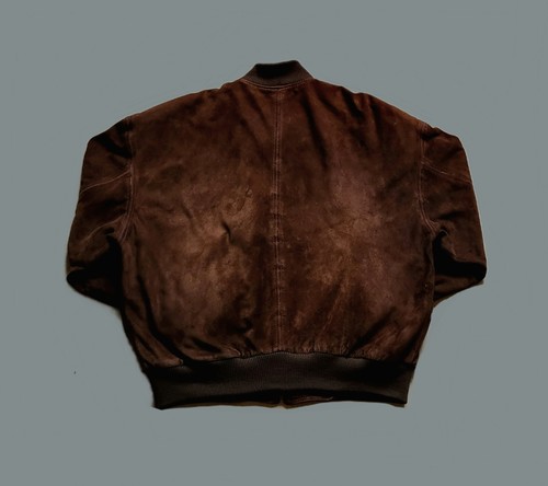 Vintage HUGO Boss Lederjacke 1989 L XL Ziegenleder Velours Dunkelbraun Italy - Bild 13 von 13