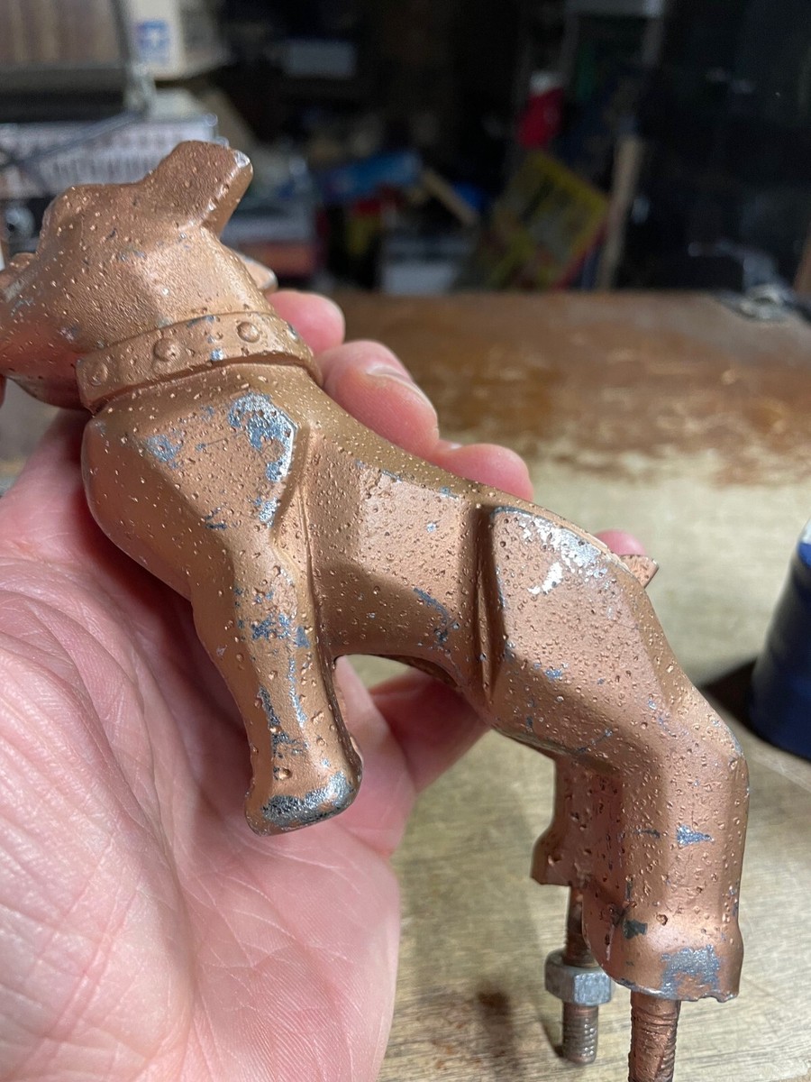 Vintage Mack Truck Copper Tone Bulldog Hood Ornament Dog Design