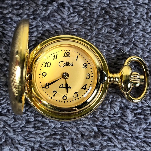 Colibri Casual Gold Tone Stainless Steel Round Quartz Analog Pocket Watch - Picture 4 of 10