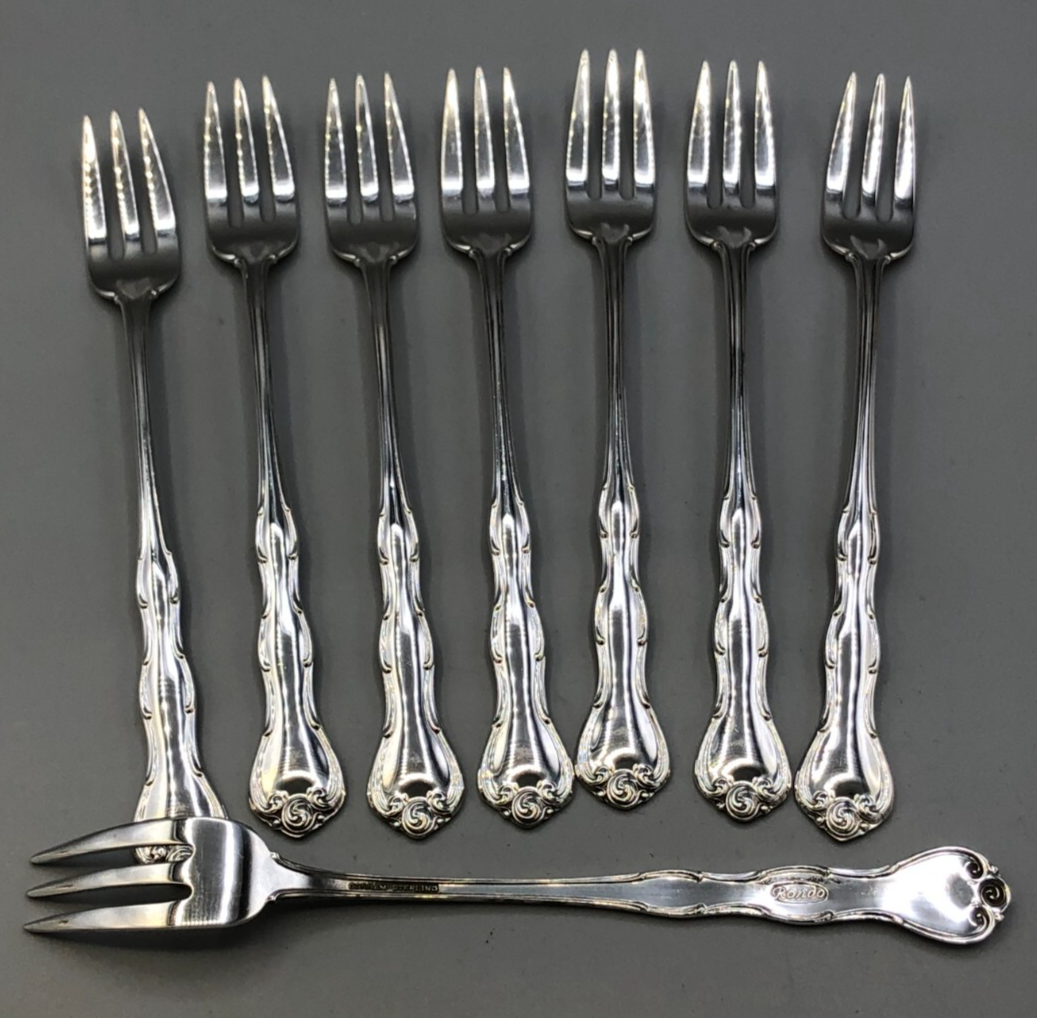 アメリカ■ゴーハム■STERLING925製サラダフォーク■Rondoパターン■ Rondo by Gorham Sterling Silver set of 8 Cocktail Forks 5 5/8