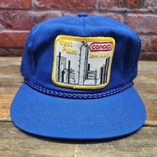 Conoco Truckers Hat Cap Snapback Blue Oil Gas One Size West Plant