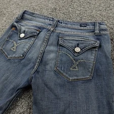 Vigoss Jeans Women 9 Blue Denim Boot Flare Low Rise Flap Pocket Stretch Flex Y2K