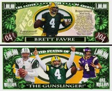 Brett Favre Banconota Million Dollaro US Calcio America Quarterback 12 NFL Sport