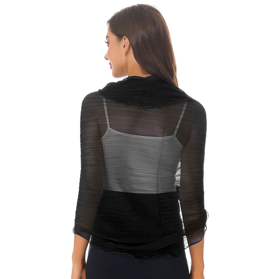 Womens Cardigan Chiffon Top Open Front Bolero Shrug Long Sleeve Beach