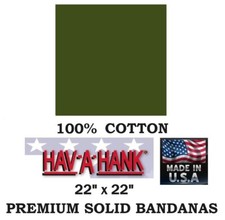 USA MADE Hav-A-Hank OLIVE GREEN SOLID BANDANA Head Wrap Neck Face Scarf Hanky