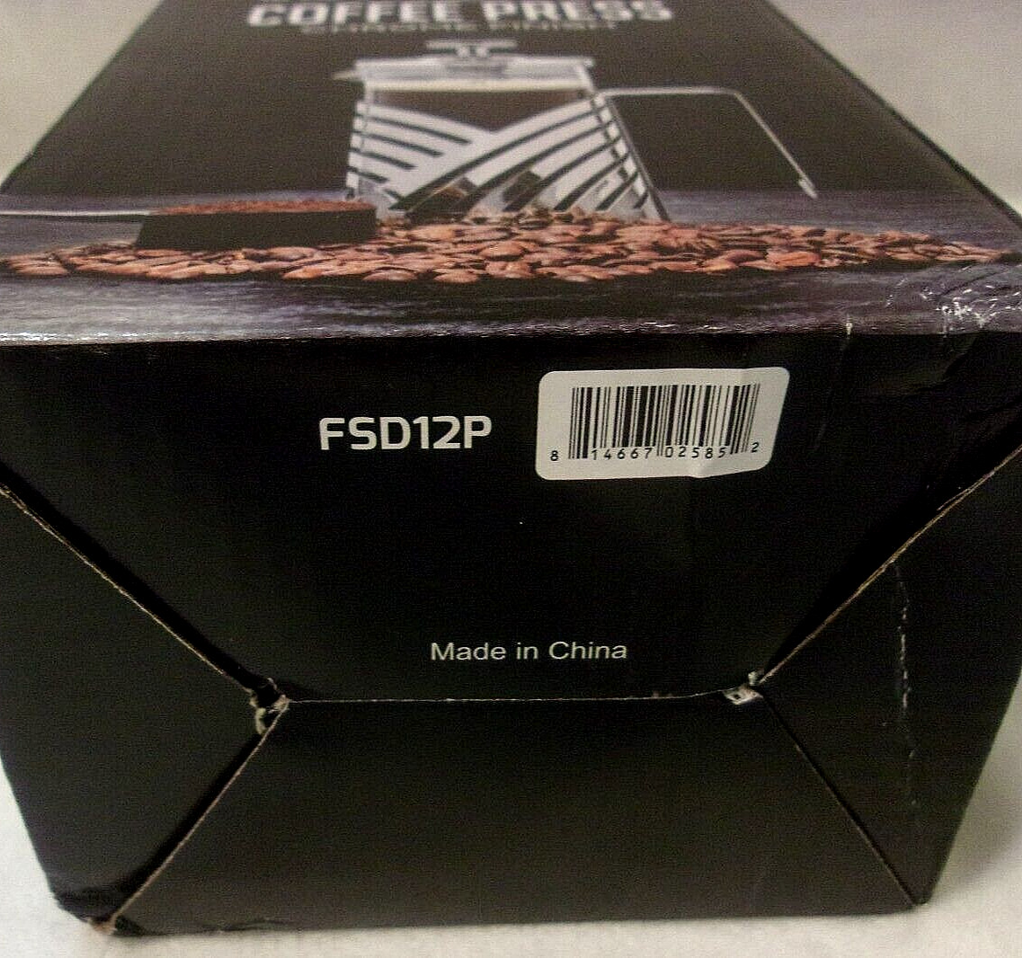 NWOT OVENTE 12 OZ. STAINLESS STEEL COFFEE PRESS w/CHROME FINISH - FSD12P