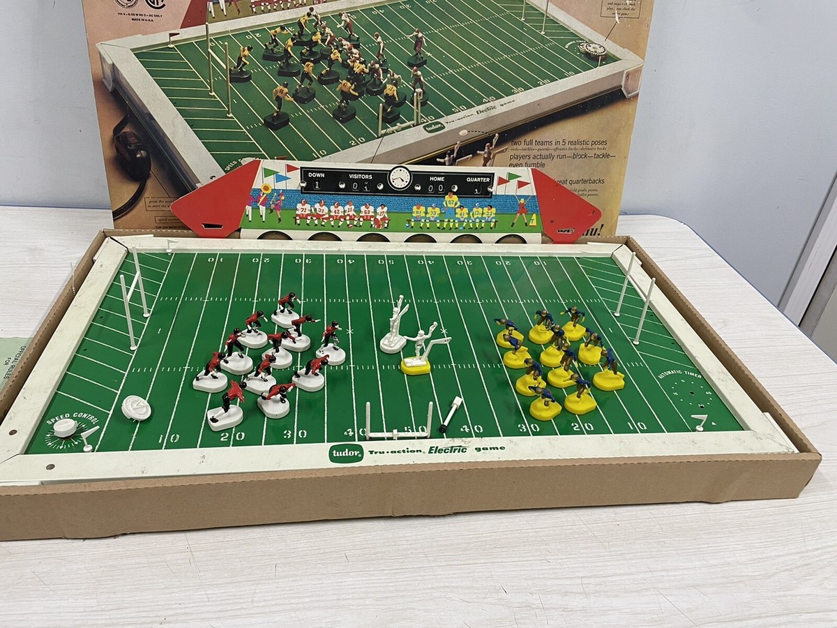 Vtg 1960s Tudor NFL Electric Football Game Orig Box-Parts or