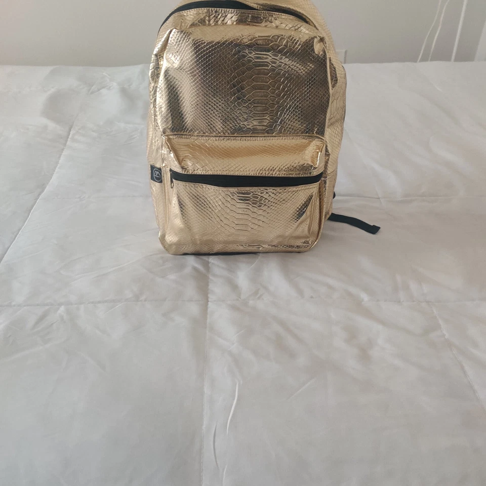 Mochila Metropack Bolso de Noche Dorado Bling Cartera Piel de Serpiente Animal Imitación Cuero Foto 3 de 4