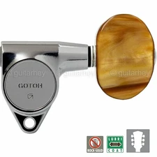 NEW Gotoh SG301-P2 Tuning Keys L3+R3 w/ Large AMBER Buttons Set 3x3 - CHROME