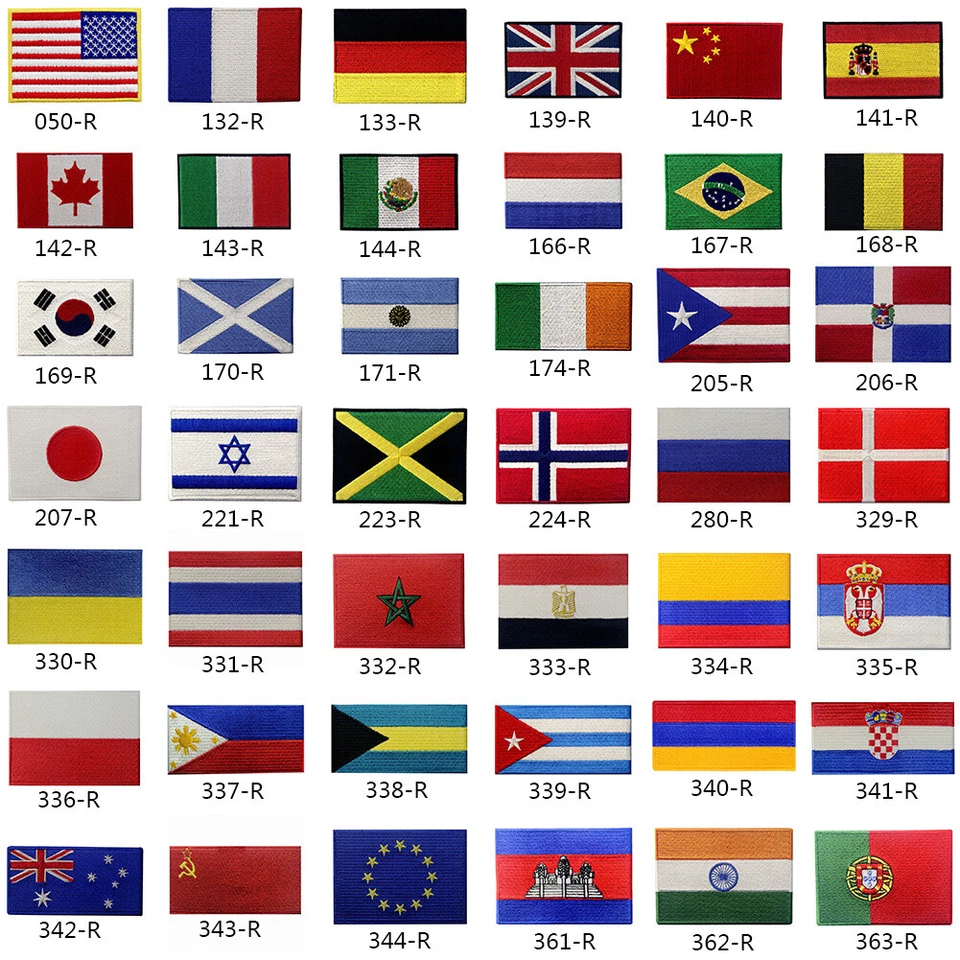 Country Flags patch Iron On Sew On Patches Embroidered National badges appliques - Image 3 of 4