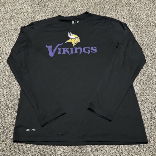 Nike Dri-Fit Minnesota Vikings Size Large L Black Long Sleeve NFL Shirt