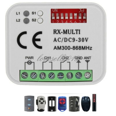 AC/DC 9~30V Remote Control Door Receiver For Gates Garage Controller 300~868Mhz