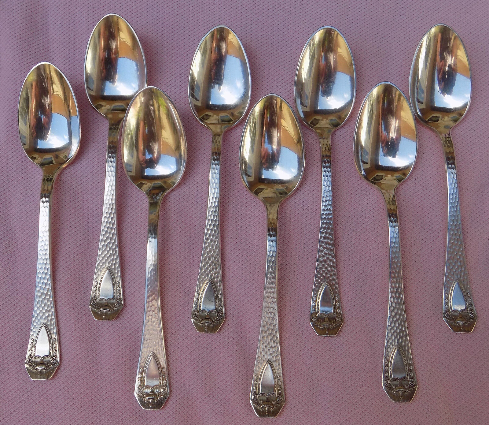 Rare Vtg Antique 1847 Rogers Bros Arts Crafts HERALDIC Set Lot Demitasse Spoons