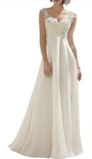 Abaowedding Womens Wedding Dress Lace Double V-Neck Sleeveless Evening Dress 10
