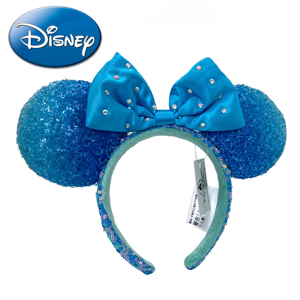 DISNEY Blue Glitter Ears Disney Minnie Mouse Crystal Blue Custom Ears Headband  main image 3