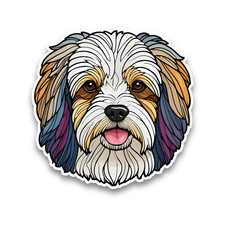 Havanese Dog Puppy Stained Glass Opaque Vibrant Glass Art Vinyl Sticker Decal