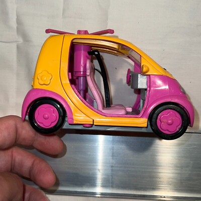 Polly Pocket 2004 Pink Plastic Helicopter Convertible Car Vehicle Figure Toy