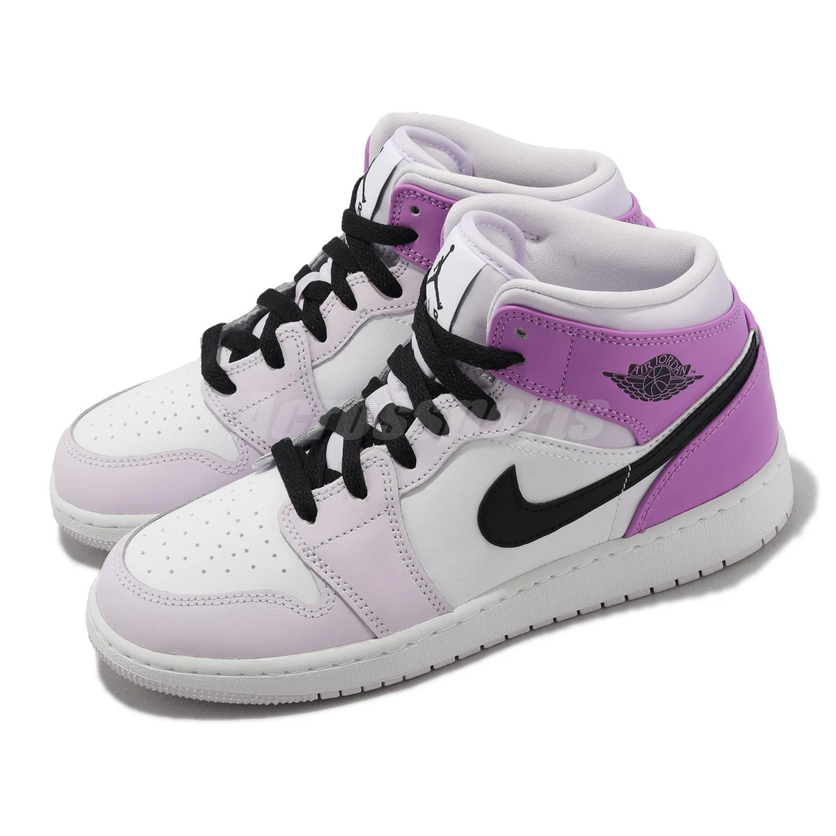Nike Air Jordan 1 Mid GS Barely Grape White Black Kid Women Shoes AJ1 DQ8423 501