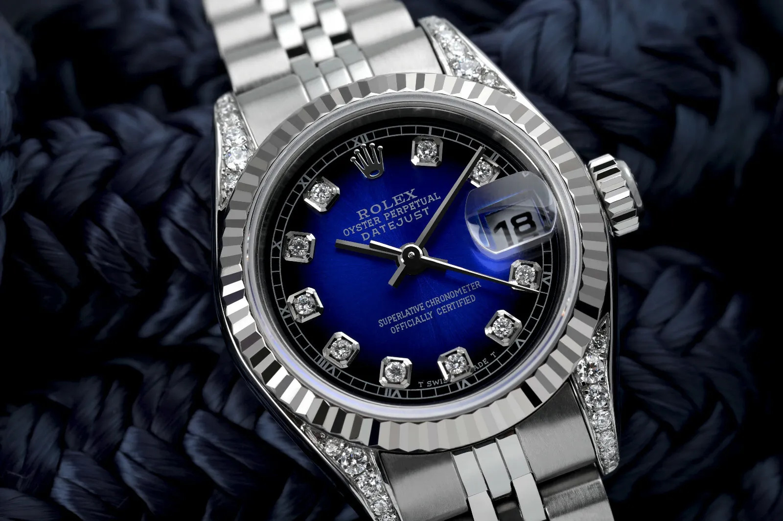 Rolex Datejust Blue Stainless Steel Diamond