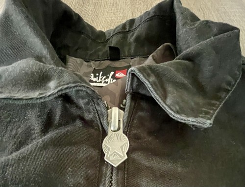Quiksilver Jacket Mens Size Large Black Heavy Duty Cotton Zip GUC - Foto 10 di 16