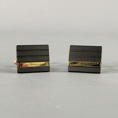 VINTAGE Gold Black Textured Cuff Links