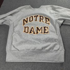 Vtg Notre Dame Fighting Irish Sweatshirt Mens XL Gray NCAA Football Champion USA