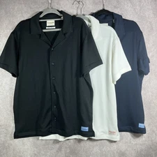 Scotch & Soda Shirts Mens L Black White Textured Button Up Camp Casual Lot of 3