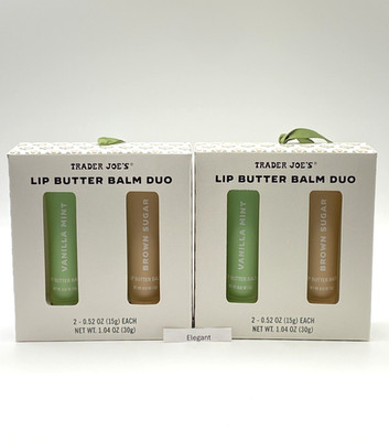 2 Pack New Trader Joe s Lip Butter Balm Duo Vanilla Mint & Brown Sugar Gift Set