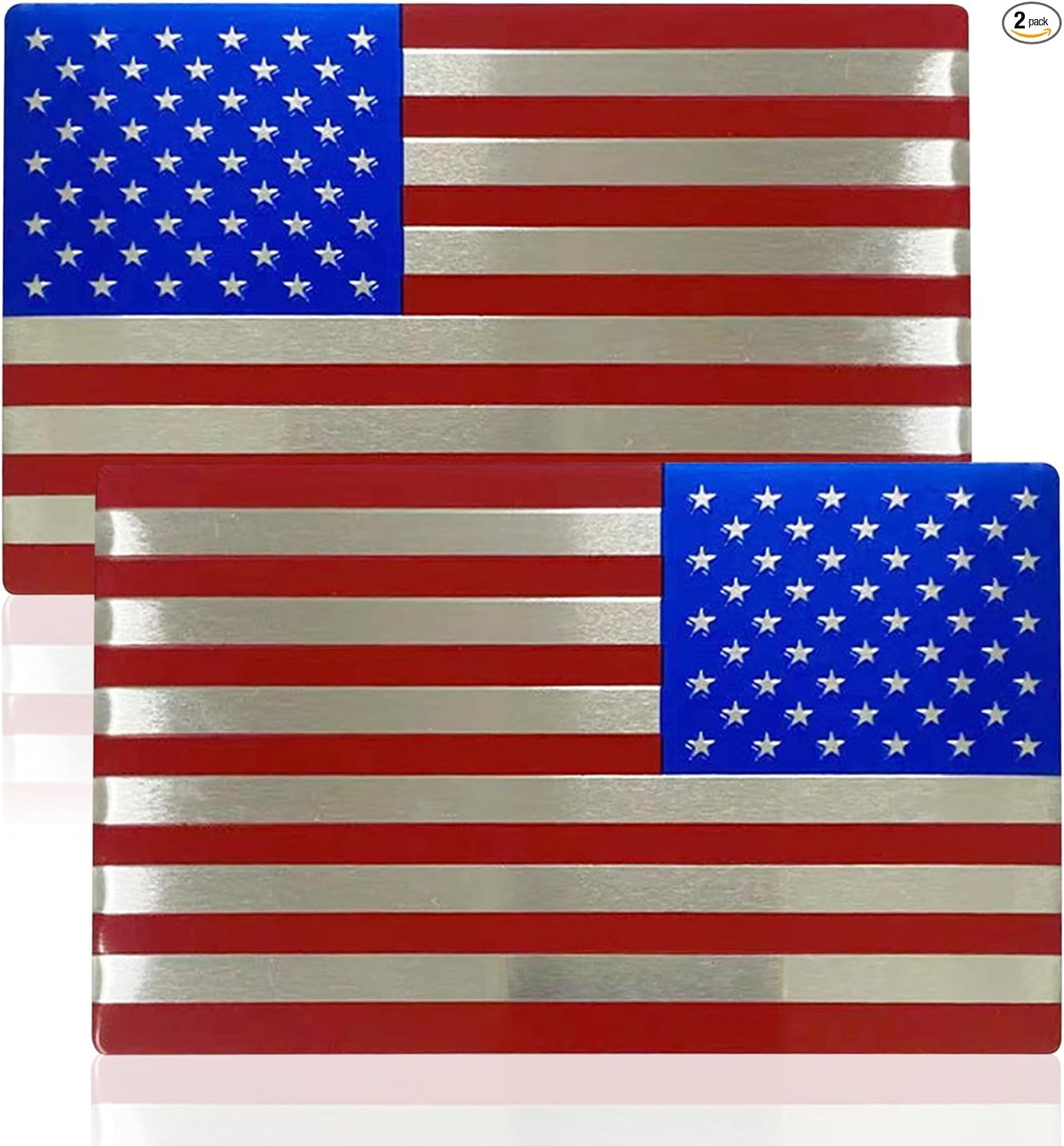 USA Flag 3D Metal Emblem, 2PC Car Exterior Decal Sticker in Bl Color: Blue+Red