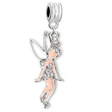 Fairy Charm Bead for Snake Chain Bracelet   Tinkerbell Design with Rhinestones,