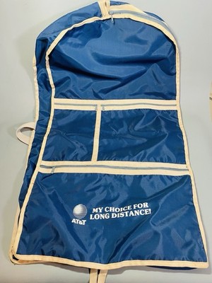 Vtg AT&T Blue Nylon Hang/Folding Garment Bag ''AT&T My Choice For Long Distance''