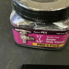 Apollo 1/2" x 3/8" Quarter-Turn Angle Stop Valves 6 Pack APXVA1238C6JR