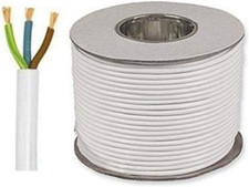 50 Mts 0.75mm 3 Core White Flex Cable (3183Y) 0.64 per metre
