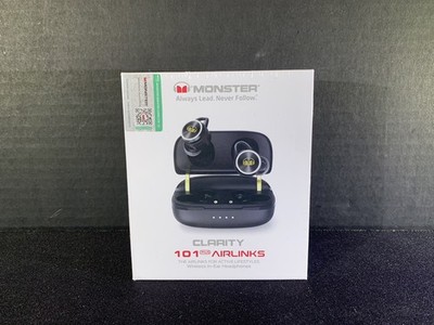 Brand New Monster Black Clarity 101 Airlinks Wireless Earbuds Headphones