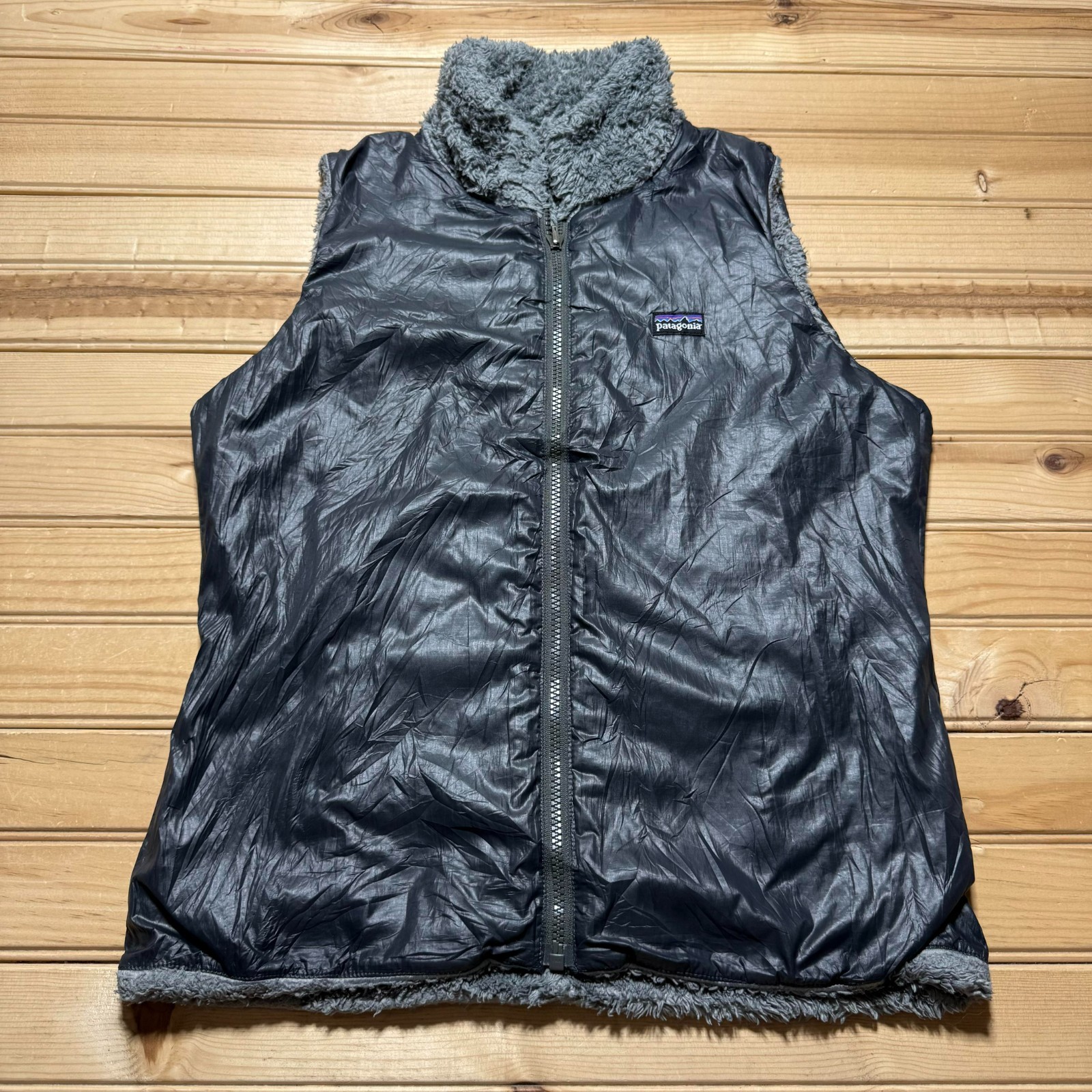 Patagonia Los Lobos Reversible Deep Pile Fleece Full Zip Vest Women’s Size Small