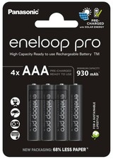 4x Panasonic Eneloop Pro AAA 930mAh Ni-MH Rechargeable Batteries 1.2V 6.26 per battery