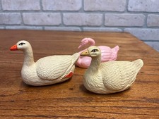 Vintage Swans Celluloid Toy Christmas Putz Decoration Ornaments Lot 3 