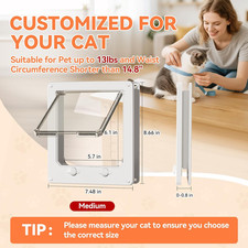 Thin Cat Door, Safety Pet Door for Cats up to 13 Lbs, Interior Cat Door with ...