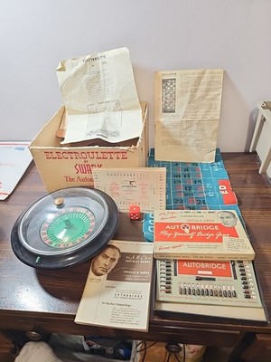 Vintage Swank Automatic Battery Roulette Wheel Game Casino Cloth & Autobridge
