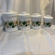 VTG MCM 1970's Atapco Vegetable Metal Kitchen Nesting Canister Set - 4