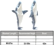 Shark Hoodie Blue and White with Snap One size Blanket Medium Preowned Used