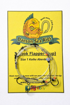 3 Hook Flapper Sea Fishing Rigs 4 Pack Koike Aberdeen Hooks 3 Up Beach UK