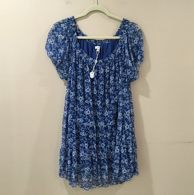 Max Studio Top Tunic Mesh Blue Floral Lined Women   Plus 2X  New 1W10K70