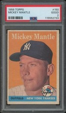 1958 Topps Baseball #150 Mickey Mantle PSA 2 (GOOD)