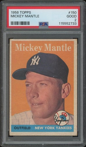 1958 Topps Baseball #150 Mickey Mantle PSA 2 (GOOD)